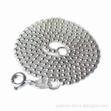925 sterling silver beaded chain necklace
